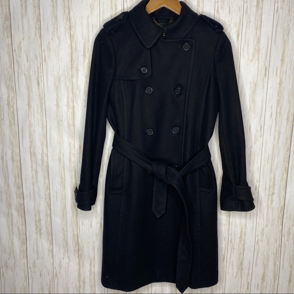 J. Crew Black Wool Double-Breasted Trench Coat